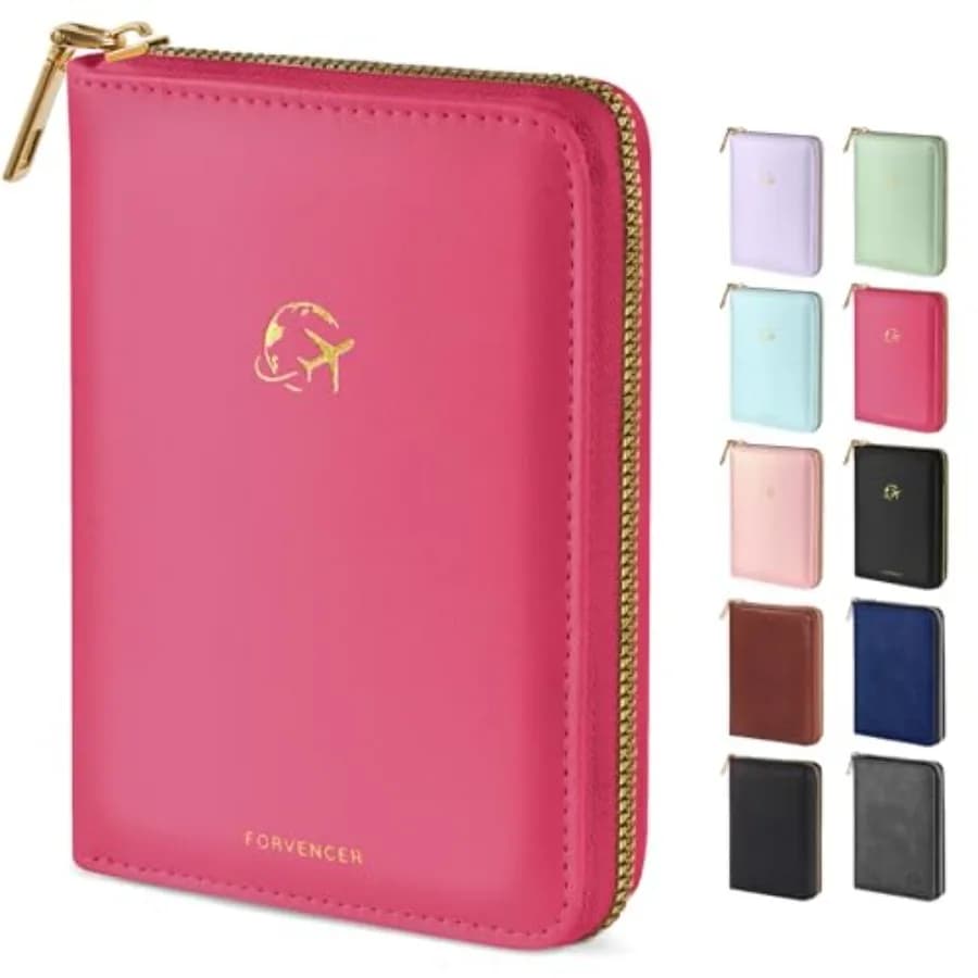 Passport Holder Cover with Safe Zipper Closure, Premium Passport Wallet for Travel, Cute RFID Blocking Card Case, Waterproof Tr