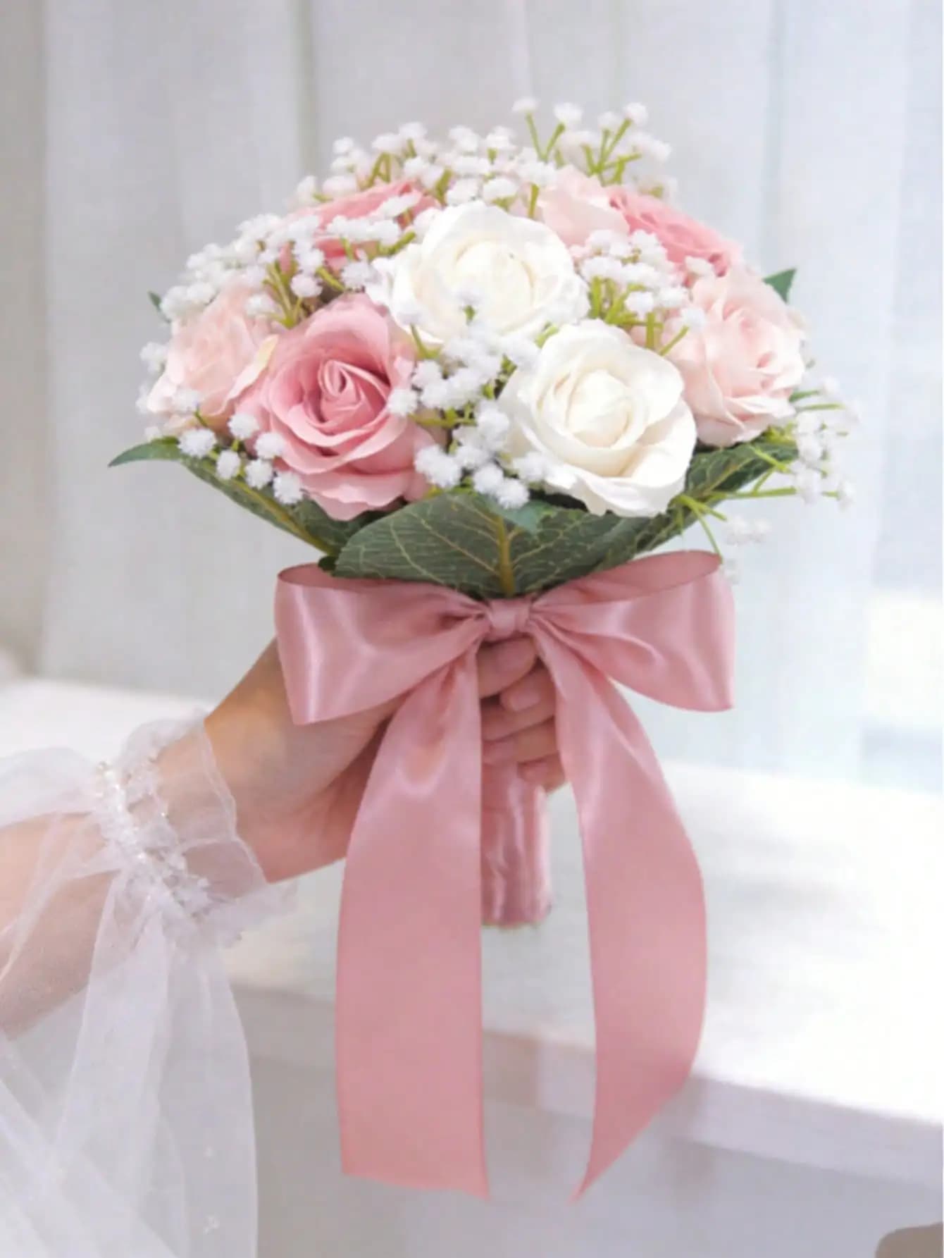 1 bouquet a forma di tromba per matrimonio, per la sposa e le damigelle, composizione floreale realistica per matrimoni all'aperto a tema foresta