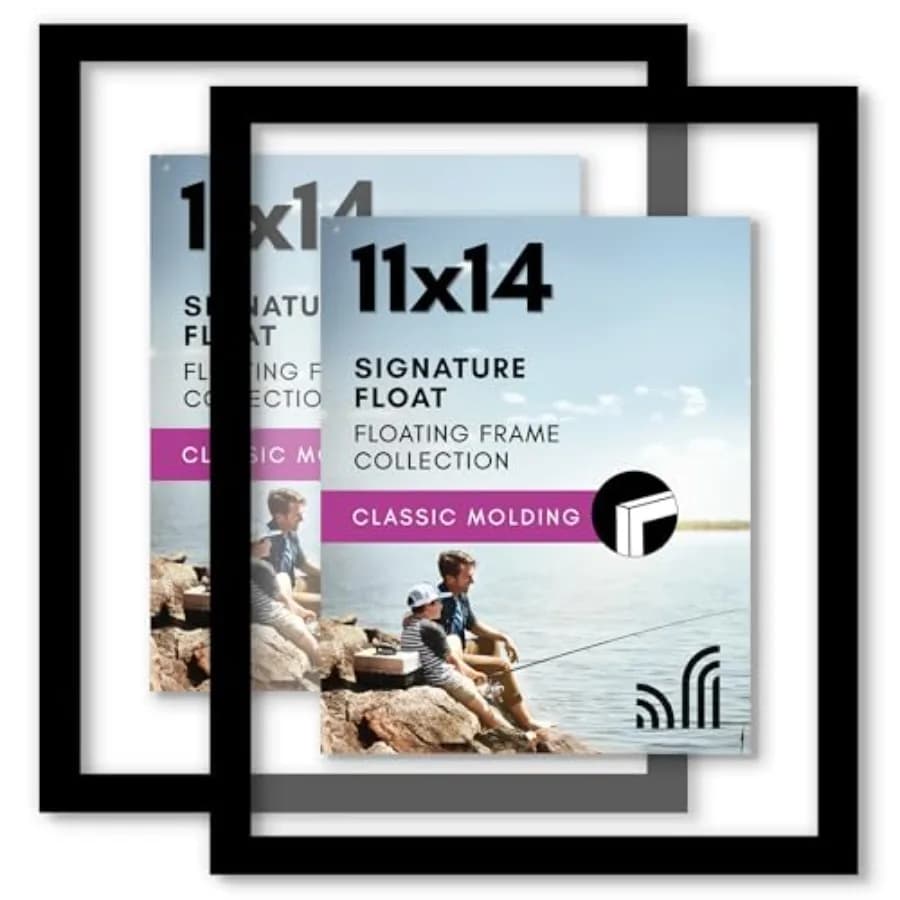 Cornice Fluttuante con Vetro Cristallino Lucido - Set da 2 - Utilizzabile come Cornice o per Esporre Foto 5x7 - Collezione Signature Float
