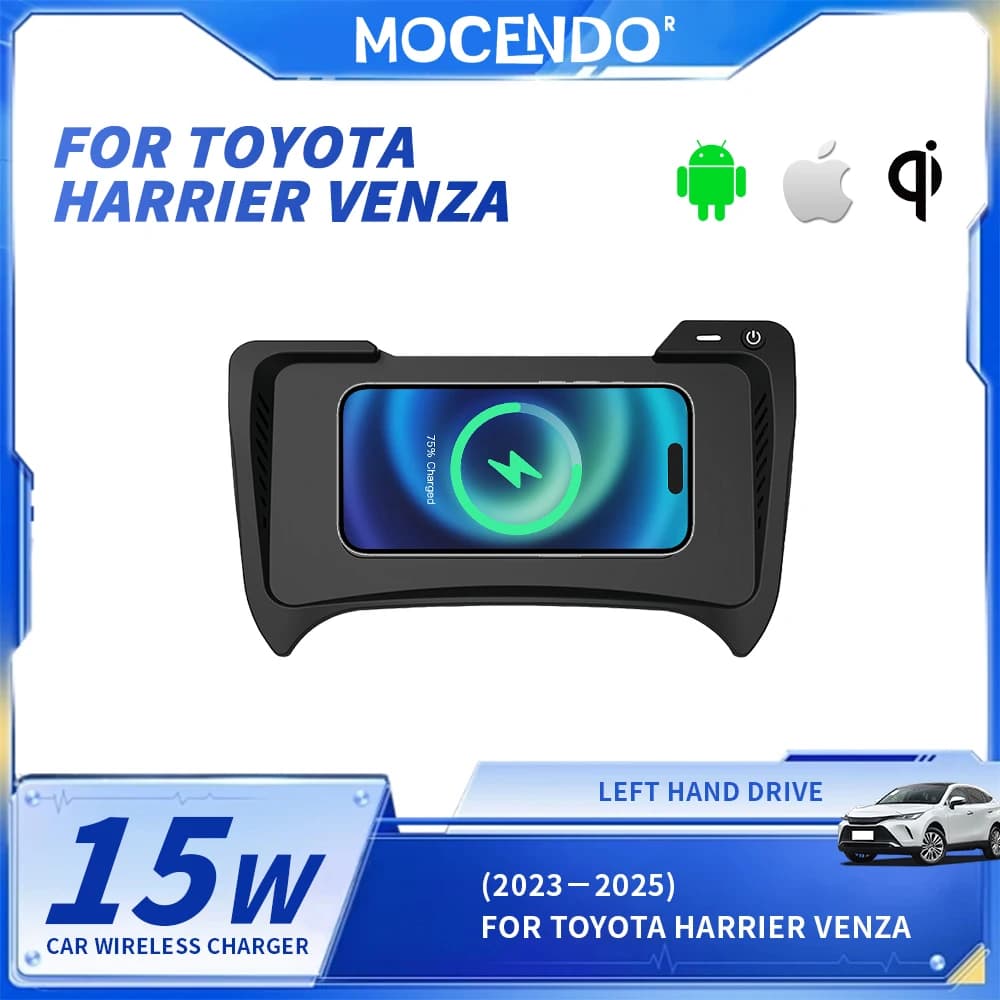 Caricatore Wireless 15W per Toyota Harrier Venza 2023-2025, Piastra di Ricarica Rapida per Telefono, Accessorio per Veicoli