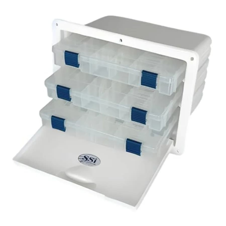 Nautical Tool Box - OEM SSI Parts - Organizer for Tacklebox Included, 3 Black Plastic Drawers