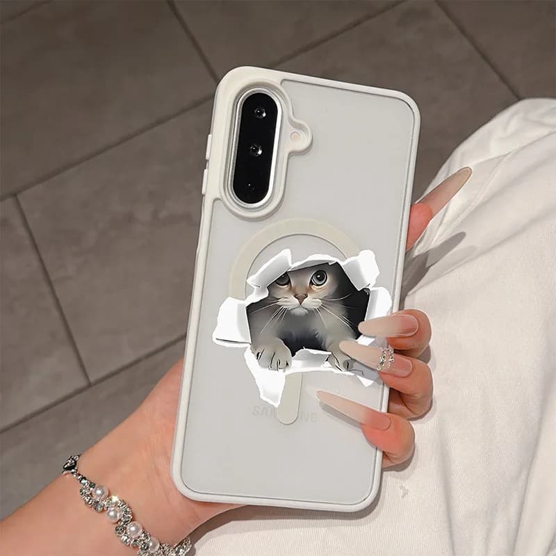 Hidden Cat Phone Case For MagSafe For Samsung Galaxy S26 Ultra S25 Plus S24 FE S23 S22 A17 A57 A16 A37 A56 A35 A26 Magnetic Case