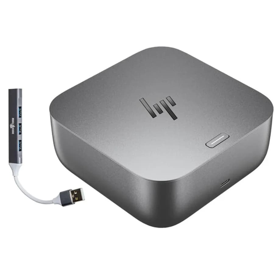 Docking station universale Thunderbolt/USB-C per laptop, in alluminio nero, ricarica e trasferimento dati con un singolo cavo