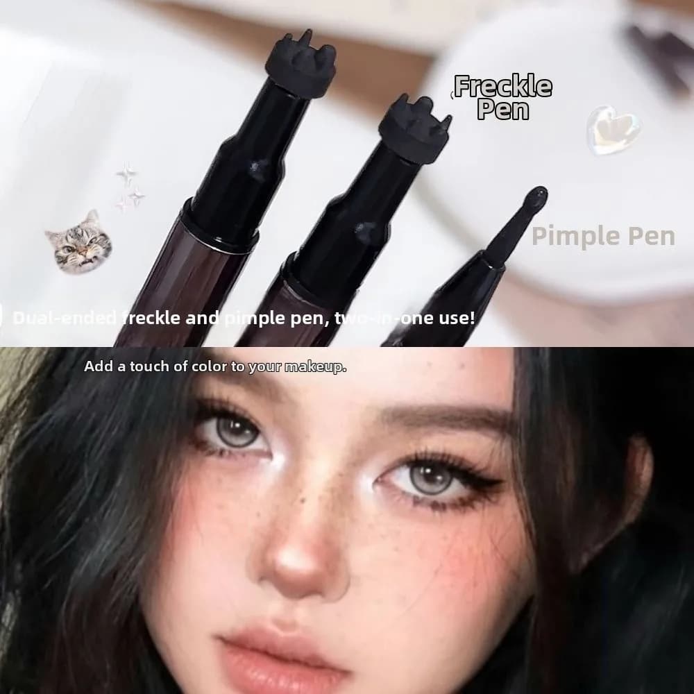 Penna per lentiggini a doppia punta, effetto naturale, a lunga durata, non sbiadisce, impermeabile, 2 in 1, per trucco viso