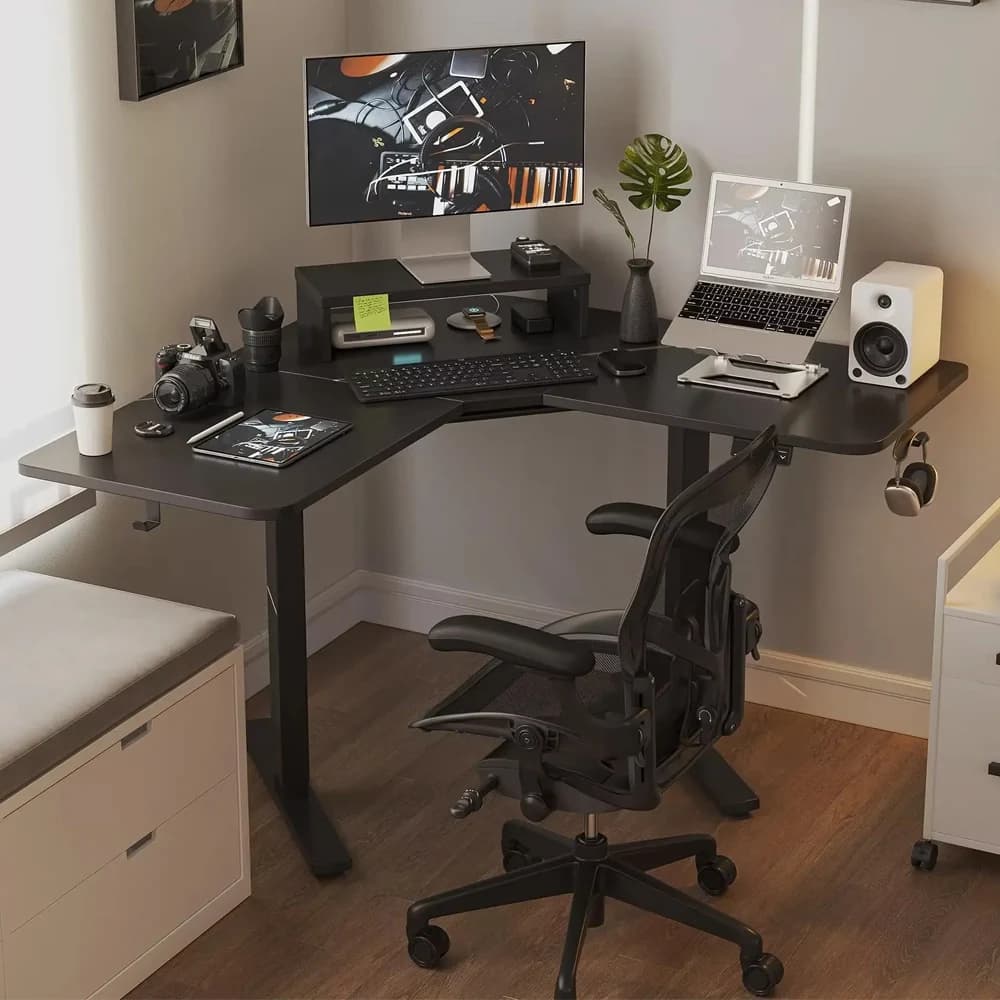 Scrivania da ufficio a forma di L, scrivania elettrica regolabile in altezza, scrivania angolare per computer, desktop da gioco per scrivanie da ufficio domestico
