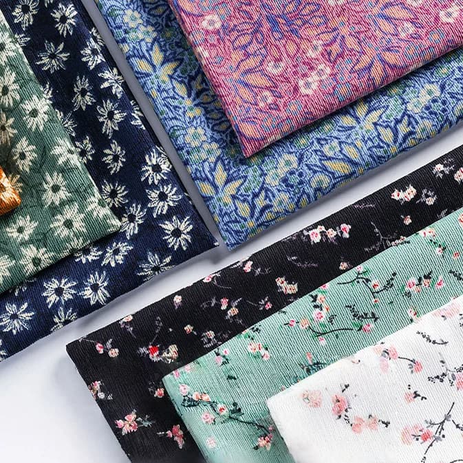 1-4m Ribbed Corduroy Fabric Floret Print Thickening Autumn Winter DIY Handmade Jacket,Sofa Cover, Pillowcase, Clothing