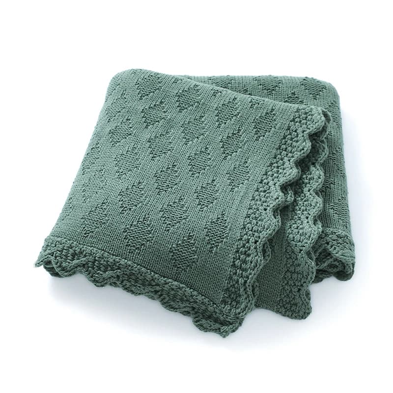 Coperta per Neonati in Maglia, Trapuntino per Bambini e Bambine 90*70CM, Copertina Avvolgente per Passeggino, Design alla Moda con Volant e Quadretti, Super Morbida