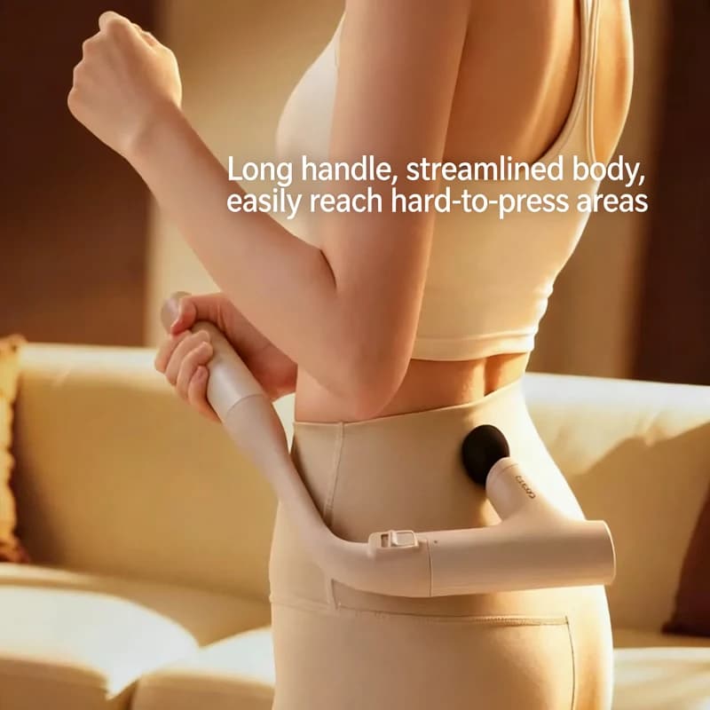 Long Handle Back Massage Gun Deep Tissue Fascia Gun 3 Adjustable Length 4 Heads Brushless Motor Massager