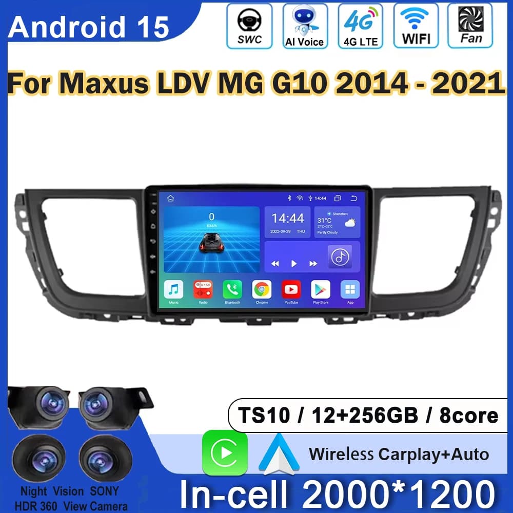 Autoradio Per Maxus LDV MG G10 2014 - 2021 Android Auto Lettore Video Multimediale Navigazione GPS Carpaly 4G WIFI 2Din DVD Stereo
