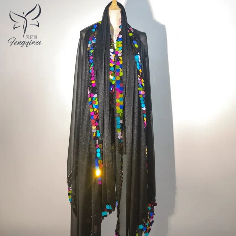 costume di danza del ventre personalizzato danza popolare melaya fatto a mano all'uncinetto con paillettes filati da lancio indumenti da ballo esotici abiti indiani da donna