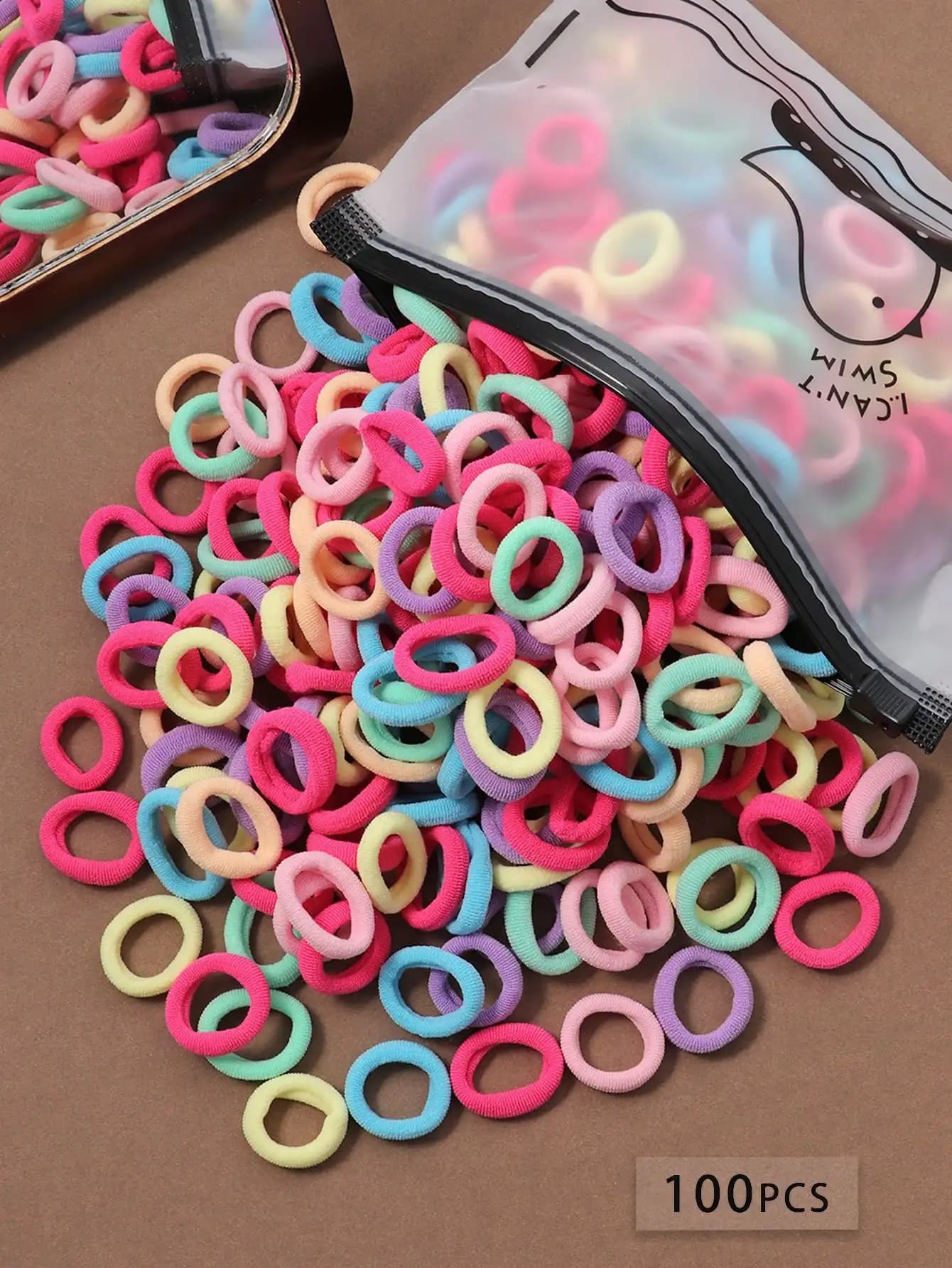 100-piece hair cutters, soft hair elastics, small seamless hair bands for girls, multicolored hair elastics, horsetail supports