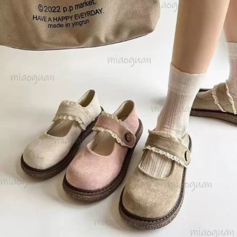 Moda versatile pizzo giapponese Mary Jane scarpe donna primavera autunno pompe casual fondo spesso mocassini stile college scarpe singole