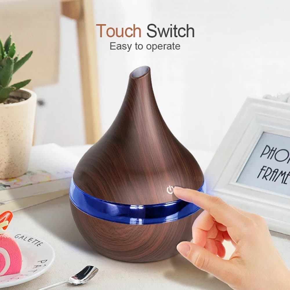 Diffusore di aromi elettrico USB da 300 ml, umidificatore d'aria in legno, diffusore di oli essenziali per aromaterapia, nebulizzatore a freddo per casa e ufficio