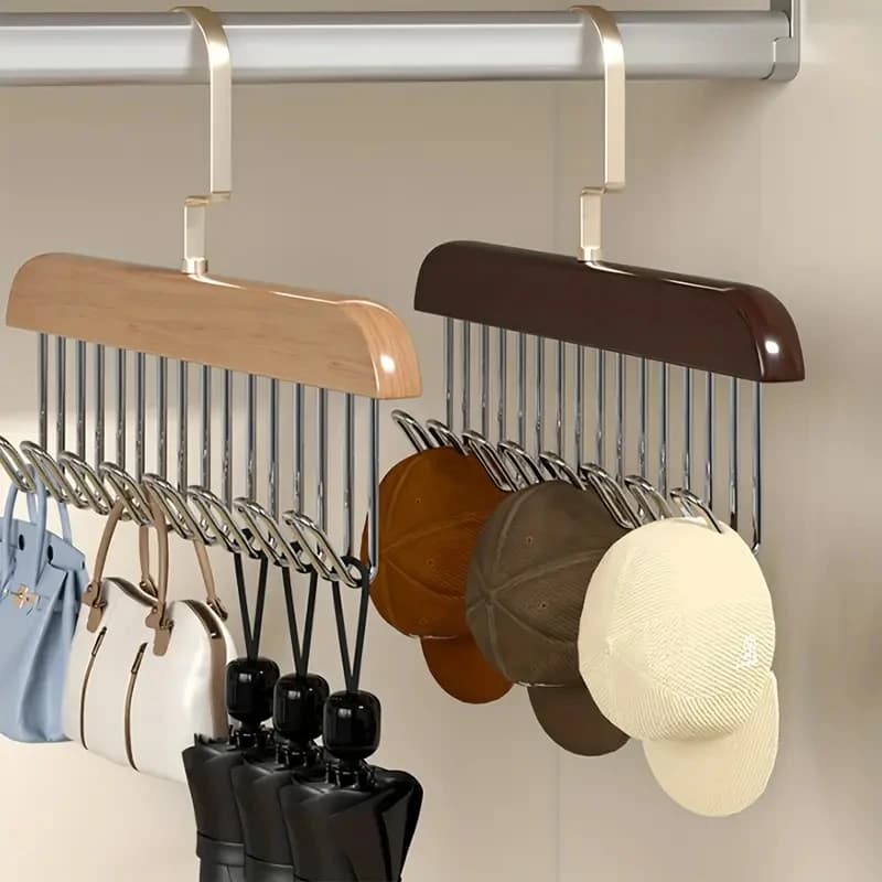 Wooden hanger with 8 hangers clothes hanger space for hanging wooden hangers with 360 ° wardrobe