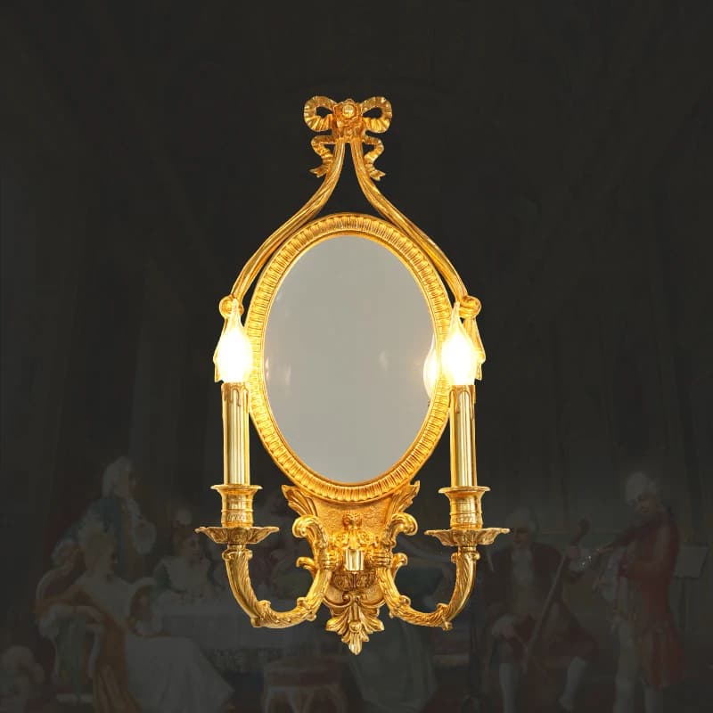 Lampada da Parete in Ottone Stile Francese per Hotel, Specchio LED da Bagno con Illuminazione, Elegante Applique da Parete per Scale e Decorazione Domestica