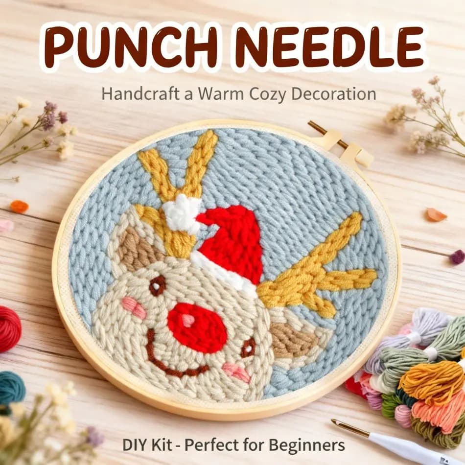 CHENISTORY Animal Diy Needle Punch Kit Handiwork Art Adult Craft Kits Animal Punch Needle Kit Wall Art Home Decor Gift Diy Kits