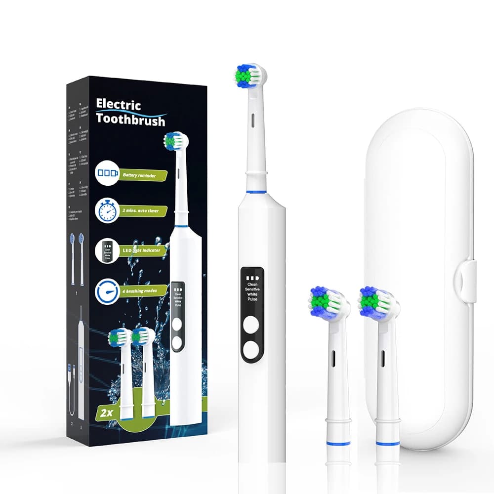 Spazzolino Elettrico Rotante S11 Ricaricabile con 2 Testine Compatibili con Testine di Ricambio Oral B