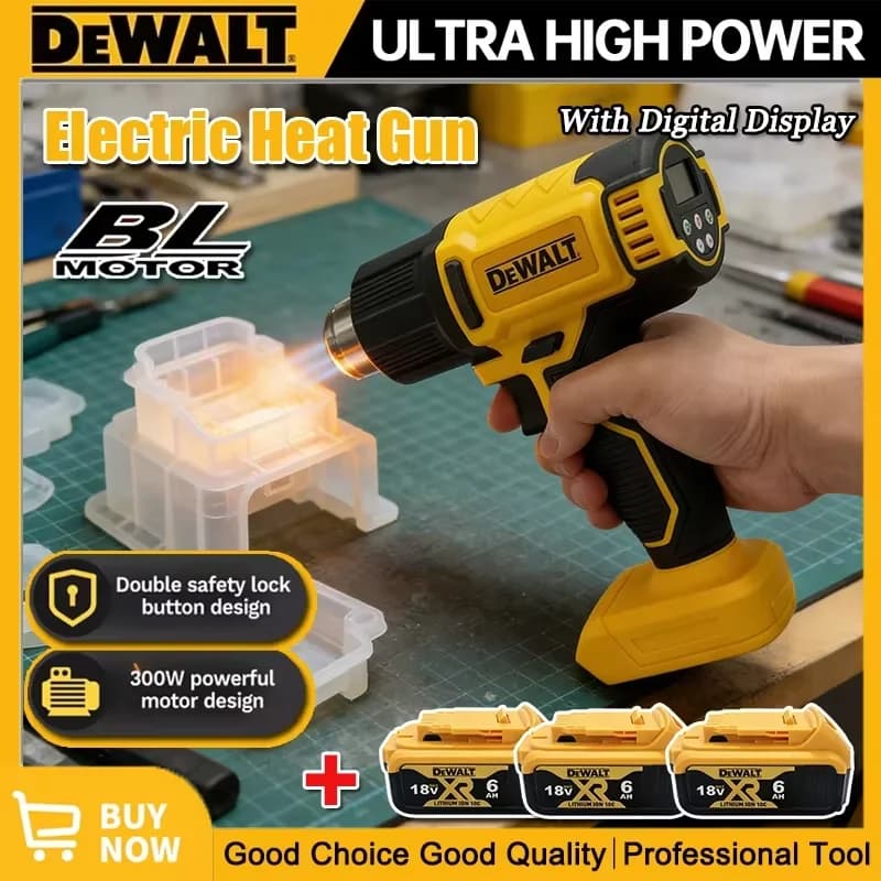 Dewalt DCE530 Cordless Heat Gun:5 - in - 1 Nozzles,20V,2 Speed Modes,0.647kg,For Adhesive Softening,Paint Stripping&More