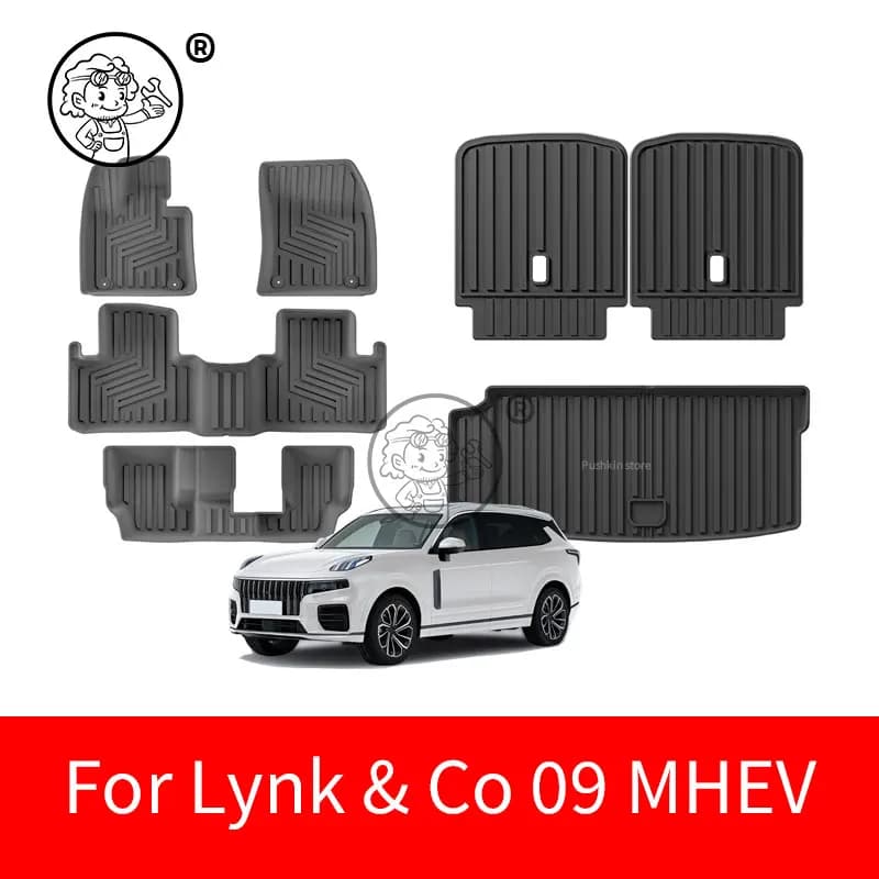 Car Floor Mats For Lynk Co 09 Nordcross 001 2025 2026 7 Seats TPE 3D Car Floor Mats Trunk Backrest Pad Waterproof Protective