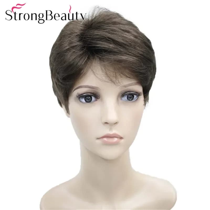 Parrucche diritte corte loud beauty parrucca sintetica per donna/uomo capelli resistenti al calore