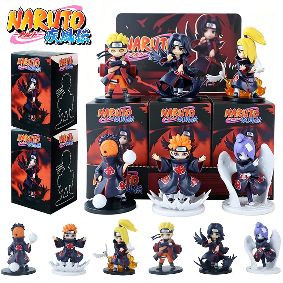 Popolare Figurina Anime Naruto, Scatola Misteriosa con Personaggio a Sorpresa, Versione Q, Adorabile Statuetta di Uchiha Sasuke, Decorazione per Auto, Modellino da Collezione