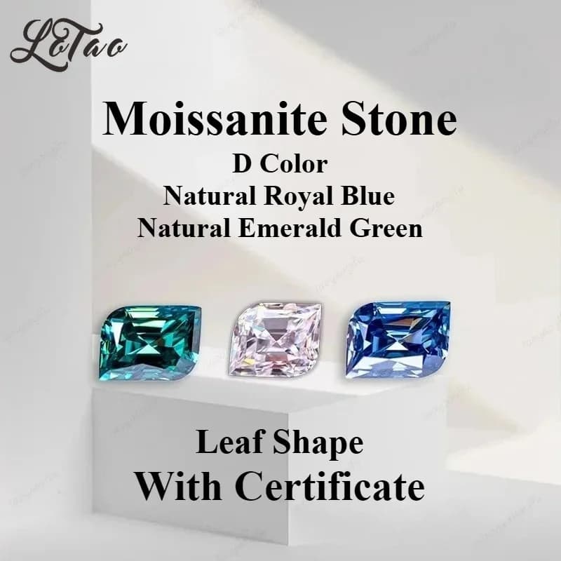 Moissanite Stone Leaf Shape Specail Cut Multiple Color Charm Gemstone for DIY Jewelry Making Rings Bracelet with Certificate