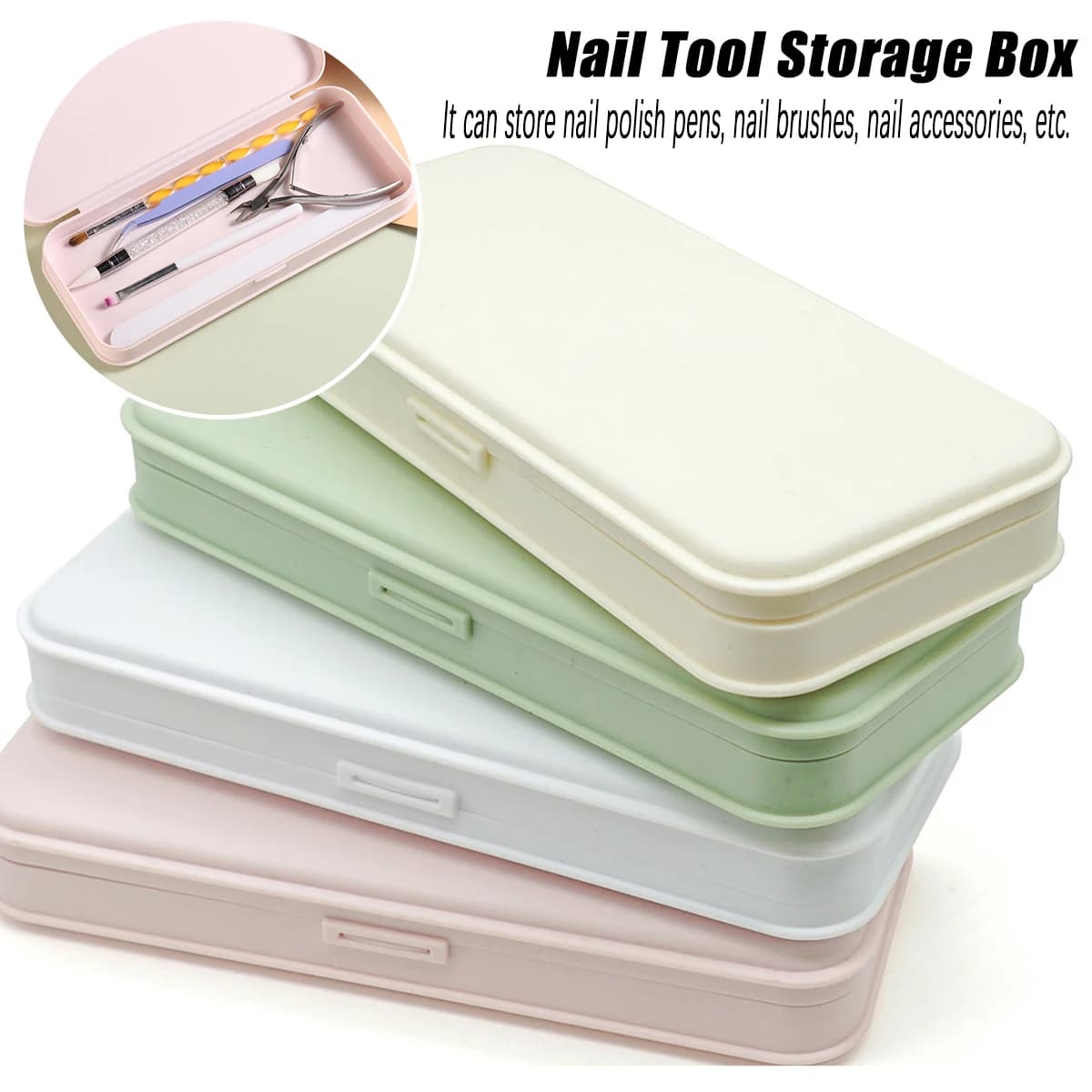 Scatola Portaoggetti per Nail Art, Custodia Portatile per Pinzette e Pennelli da Manicure, Contenitore Multifunzionale da Viaggio per Pennelli