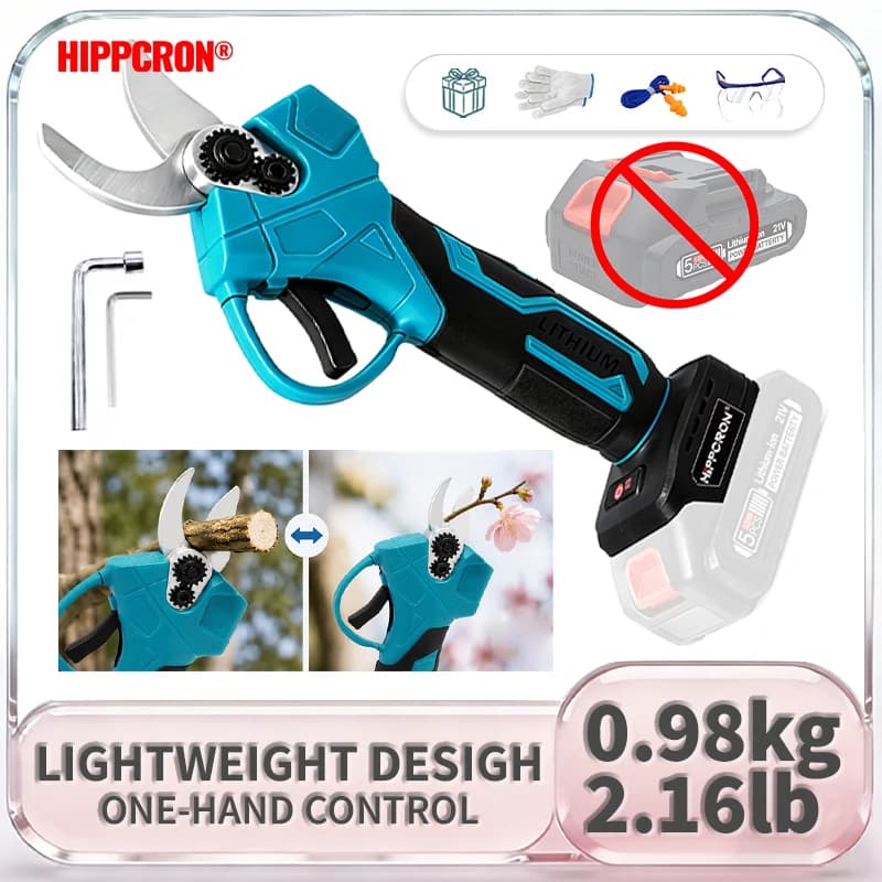 Hippcron 35MM Electric Pruning Shears Garden Tool Branche Cutter Fruit Tree Branch Potted Trim 18-21V For Makita 18V(NO Battery)