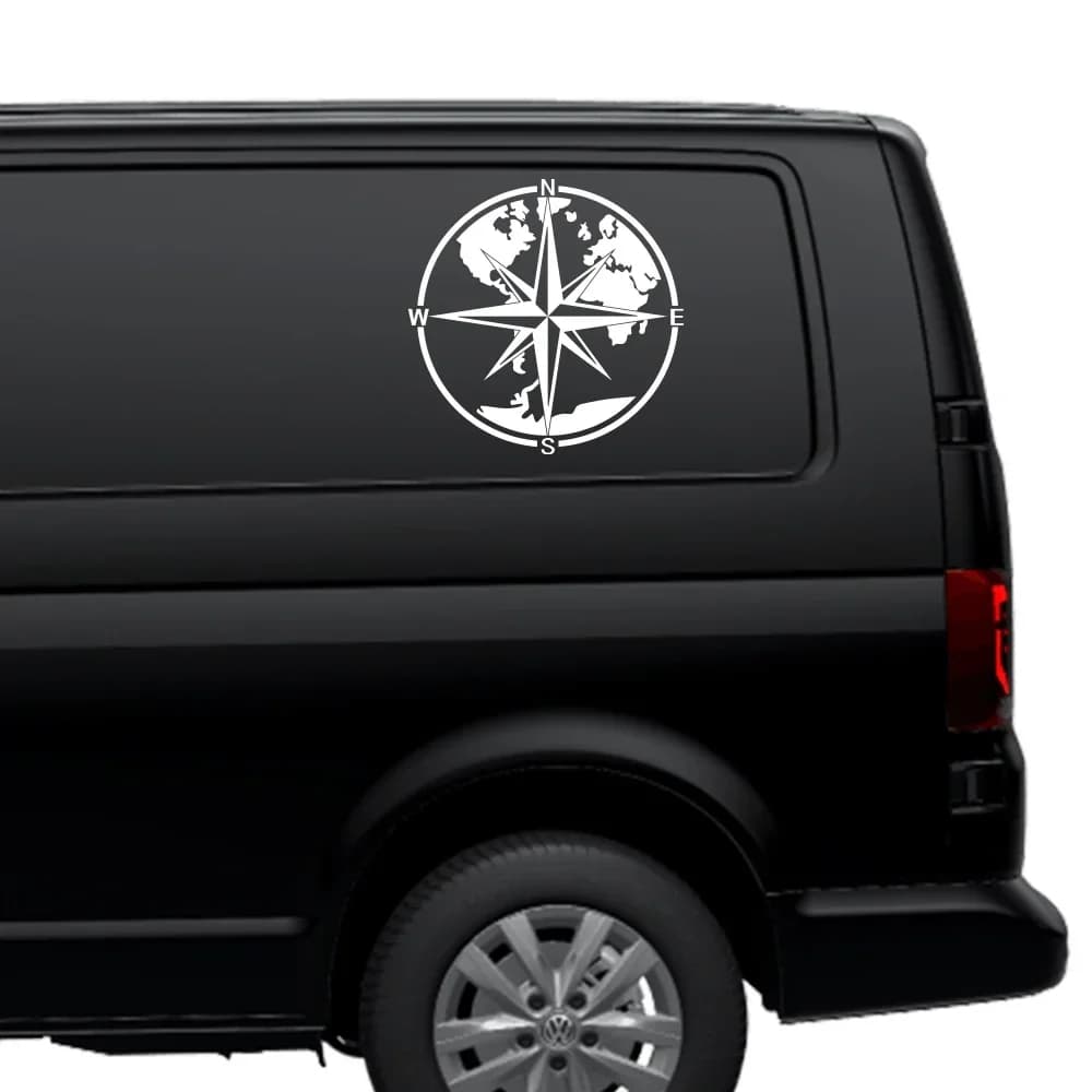 Bussola per auto Mappa del mondo Decor Adesivo per roulotte Camper Van Camper Vanlife RV Rimorchio da campeggio Decalcomania Accessori per sintonizzazione automatica