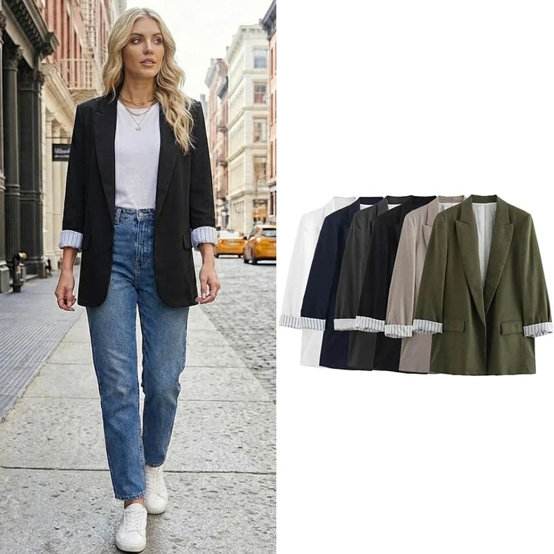 Willshela moda donna con tasche Blazer solido Vintage collo dentellato maniche lunghe abiti da donna Chic
