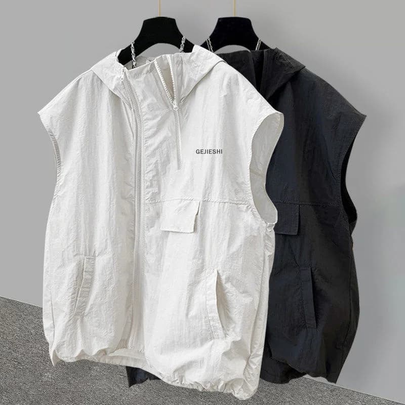 Summer 2026 Couple's Zipper Sports Vest Ultra-light Stand Collar Workwear Jacket Ice Silk Standard Fit Breathable No Brand