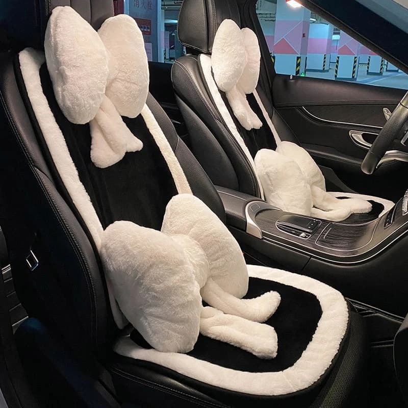 Cuscino per Poggiatesta Auto in Peluche con Fiocco, Cuscino Cervicale alla Moda per Donne, Coppia di Cuscini Lombari Morbidi e Lussuosi per Auto, Dolce e Grazioso