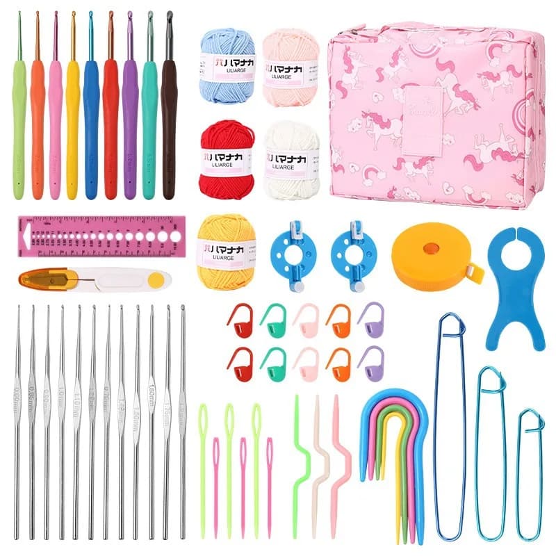 59 pezzi kit completo per maglieria all'uncinetto per adulti set di principianti all-in con aghi per filati ganci nastro di misurazione strumento simile a forbici