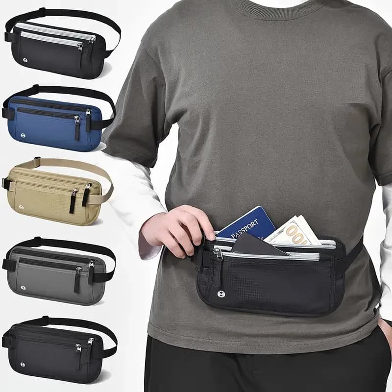 Marsupio da viaggio Porta passaporto sottile Custodia da viaggio con blocco RFID per proteggere la carta di credito in contanti e le documenti di viaggio Borsa invisibile