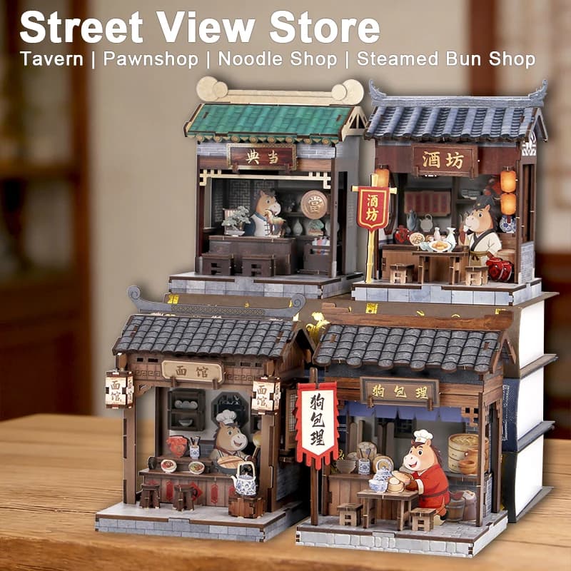 Kit Fai-da-Te per Angolo Libreria, Puzzle 3D in Legno, Casa delle Bambole in Miniatura, Blocchi da Costruzione, Inserto per Libreria, Modellino da Collezione, Decorazione per la Casa, Giocattoli e Regali