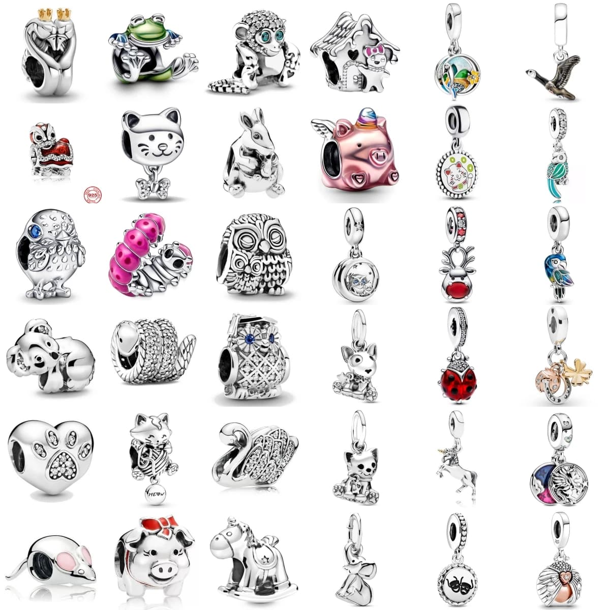 NUOVO ciondolo in argento sterling 925 adatto per bracciale originale accessori gioielli da donna serie animali della foresta canguro gufo cigno
