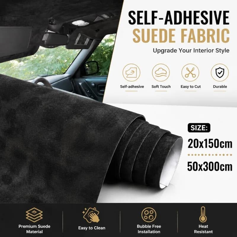 Tessuto Scamosciato Autoadesivo Max 50x300cm per Decorazione Mobili, Pannelli Porta Auto, Modifica Interni, Riparazione Divani, Adesivi in Scamosciato