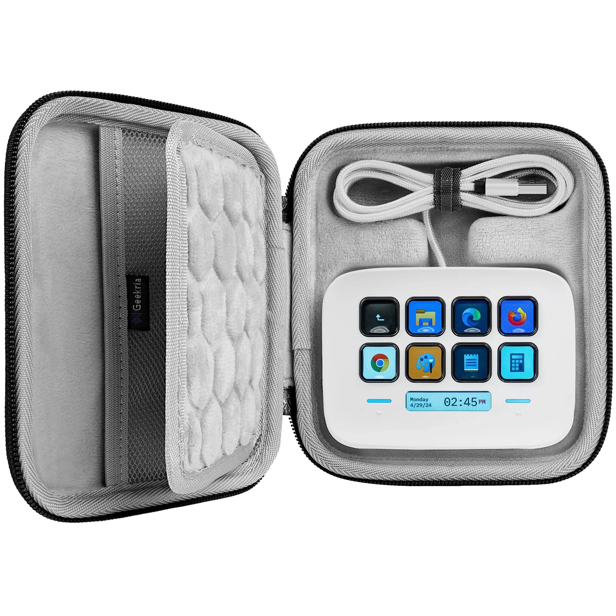 Custodia da trasporto per chiavi personalizzabile Geekria, compatibile con Elgato Stream Deck Neo, borsa da viaggio protettiva con guscio rigido (grigio scuro)
