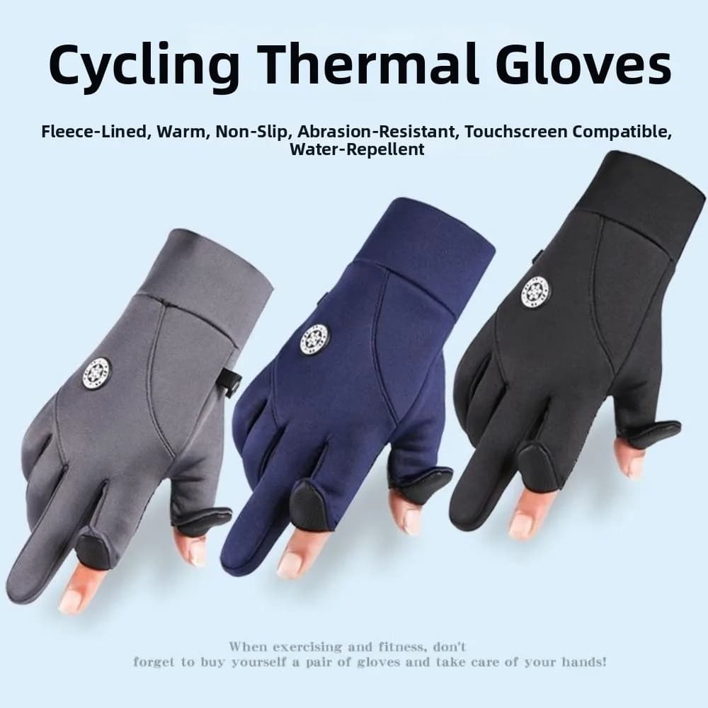 Guanti invernali caldi antiscivolo a dita intere Touchscreen Guanti da ciclismo uomo ispessiti Guanti idrorepellenti antivento