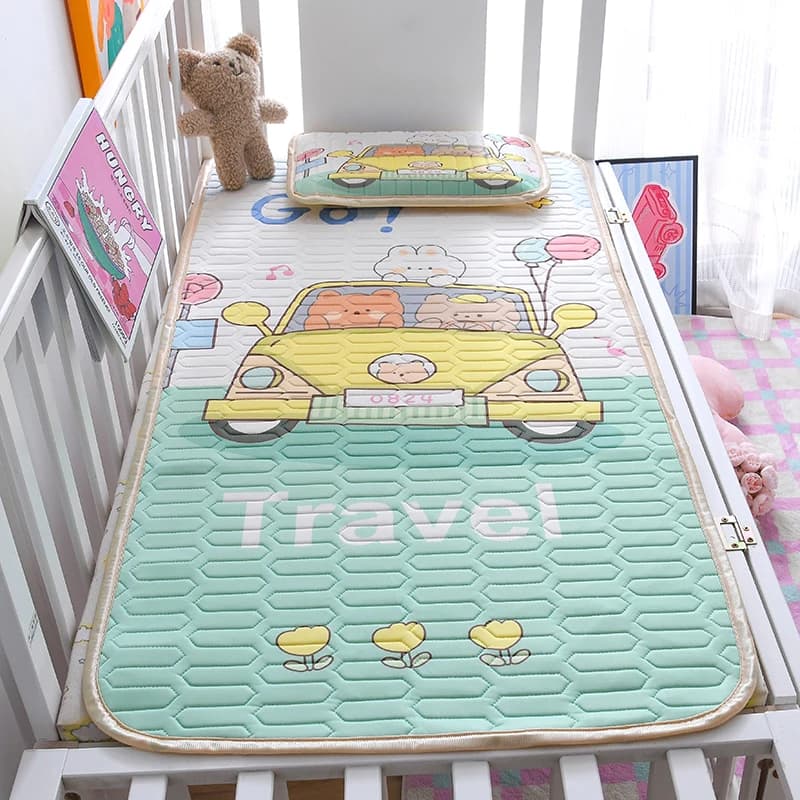 Kit Cot Mattress, Viscose Fiber Bed Sheet and latex for Children, Cartoon Cover for Boys and Girls, Summer Refreshing, Bed Linen for Home 60*120cm 2 Pieces