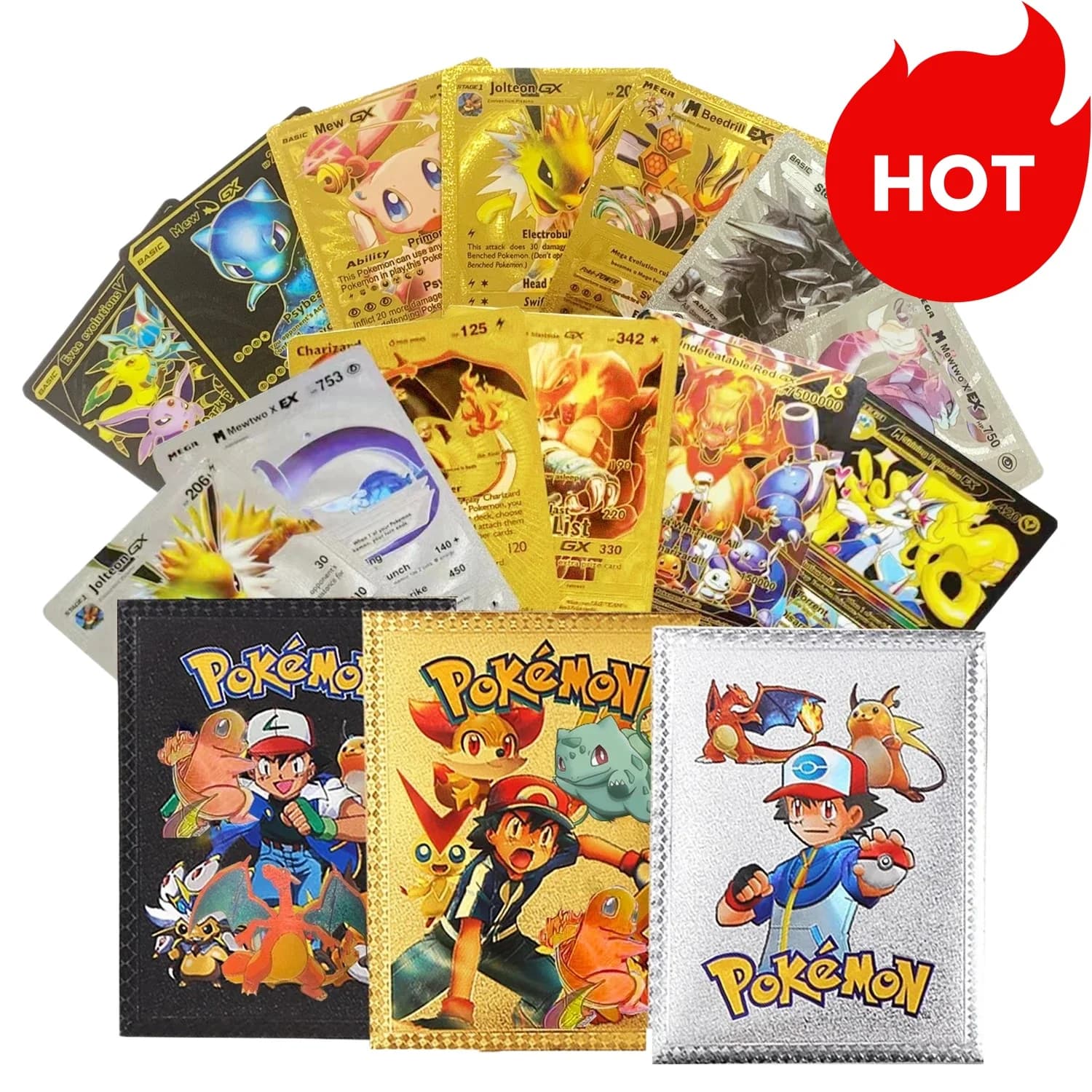 Nuova Scatola di Carte Pokemon Oro Argento Nero Vmax GX V Collezione di Carte da Battaglia Colorate in Inglese / Spagnolo Giocattolo per Bambini Regalo di Natale