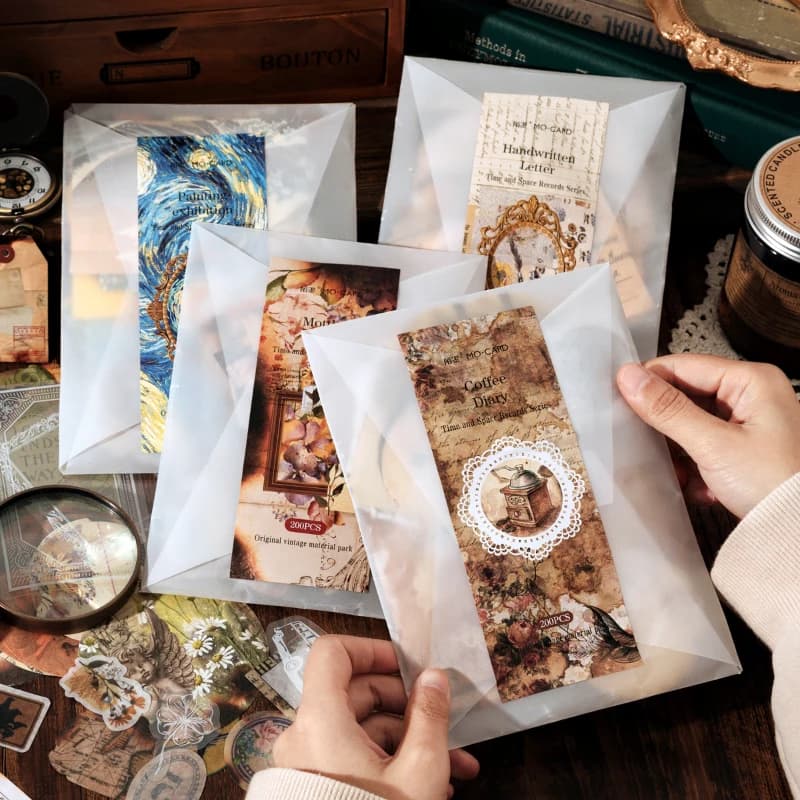 200pcs/pack Decor Scrapbook PET Sticker Materials Paper Combo Kit DIY Junk Journal Collage Photo Album Vintage Stickers