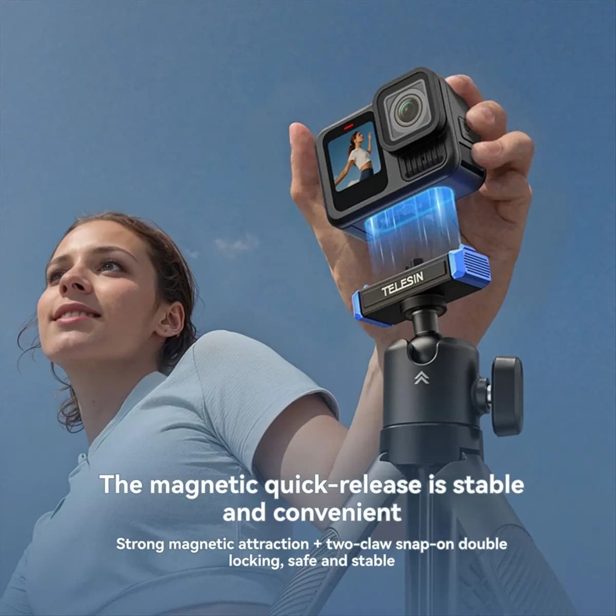 M85K Mini treppiede per selfie stick a sgancio rapido portatile con lunghezza regolabile per 13 action camera
