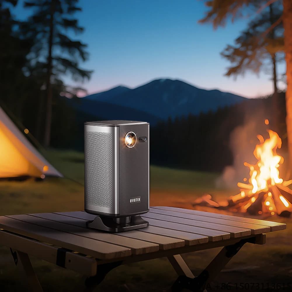Proiettore Portatile da Esterno 2025 Aggiornato, Batteria 10000mAh Ricaricabile, Mini 4K con Supporto Regolabile