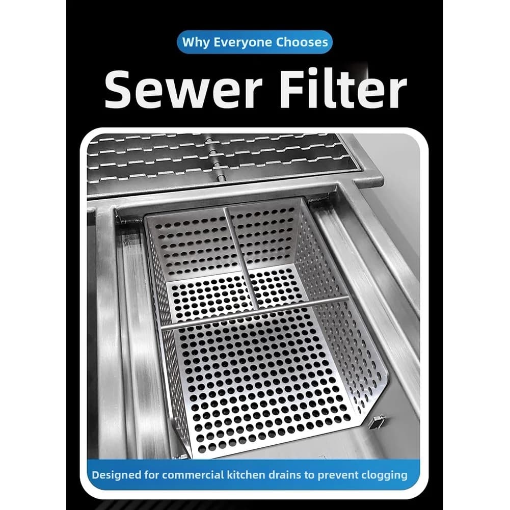 Cestello filtrante per scarico a pavimento in acciaio inossidabile per cucina o ristorante Filtro per rifiuti a pavimento con fossa di drenaggio per trench fognario