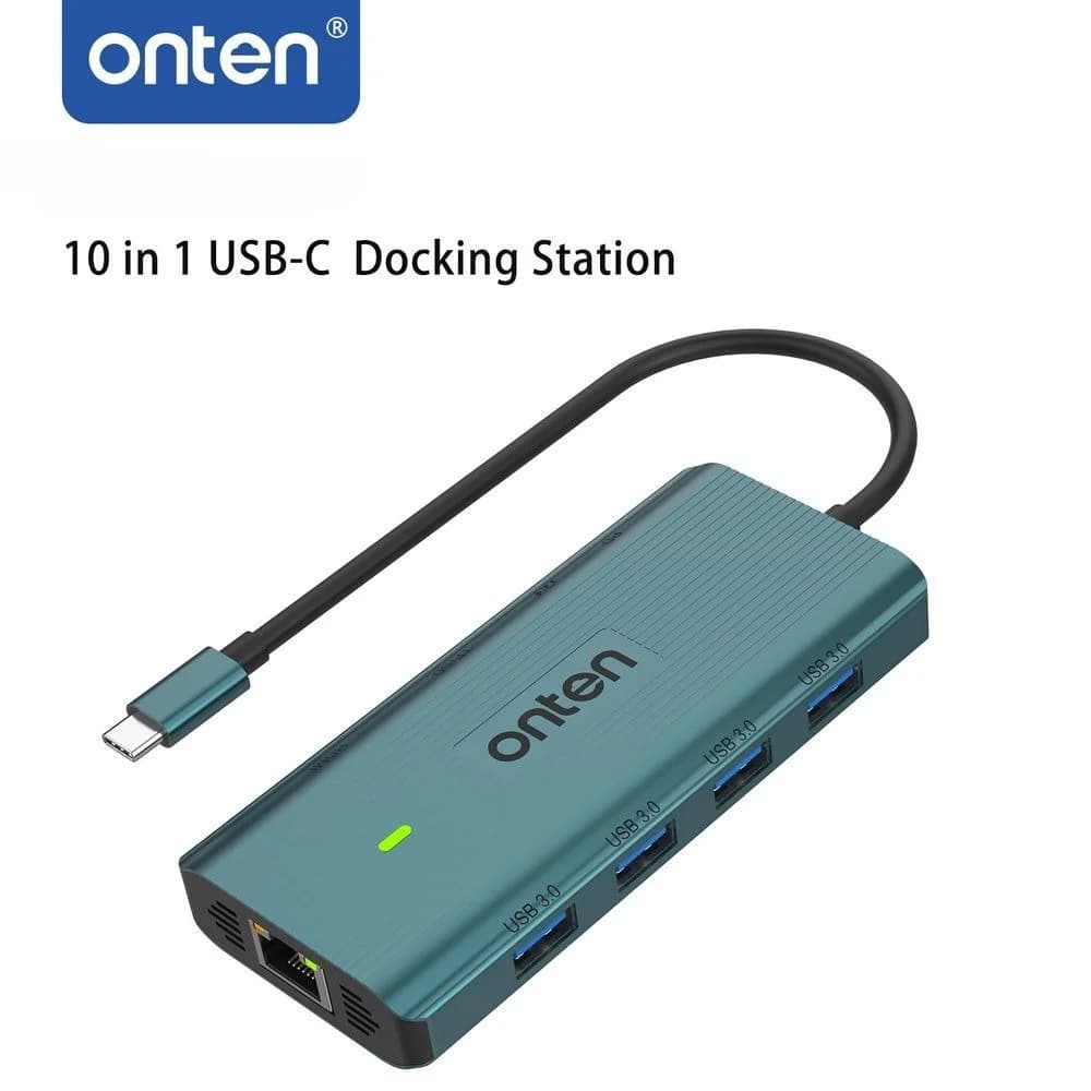 ONTEN 10-in-1 USB C Docking Station 4K HDMI USB/SD/TF3.0 RJ45 PD100W 3.5mm Audio Multiport Hub Adapter for MacBook Laptop