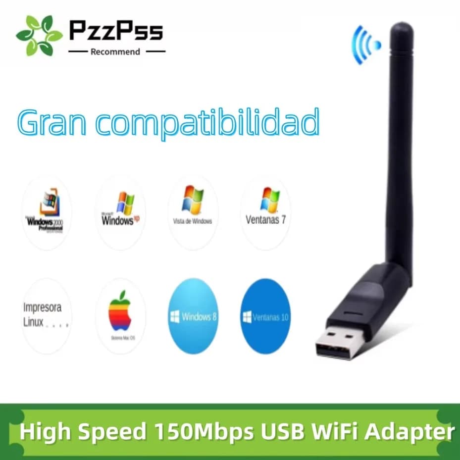 Adattatore WiFi USB MT7601, Ricevitore Wi-Fi LAN con Antenna, 802.11 b/g/n 150Mbps, Scheda di Rete Wireless per PC Windows