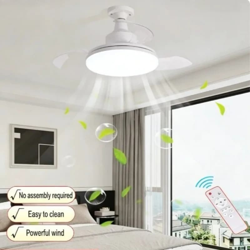 Nuovo Ventilatore da Soffitto con Luce, Pale Telescopiche Invisibili, Circolazione d'Aria Silenziosa, Dimmerabile, con Timer, Lampada LED, Ventilatore Elettrico Decorativo