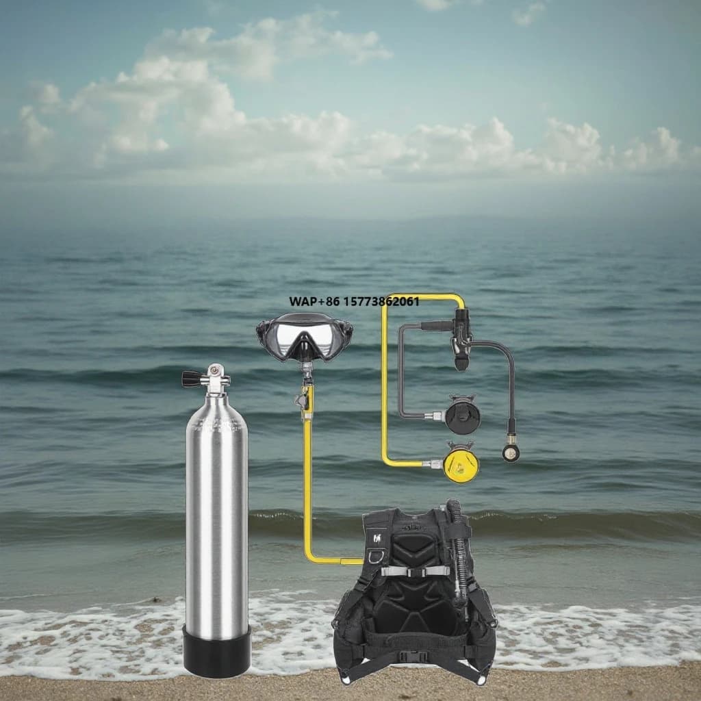 6L Aluminum Underwater Tank with Left Valve, Compact and Portable for Ocean Diving, Snorkeling and Underwater Fishing