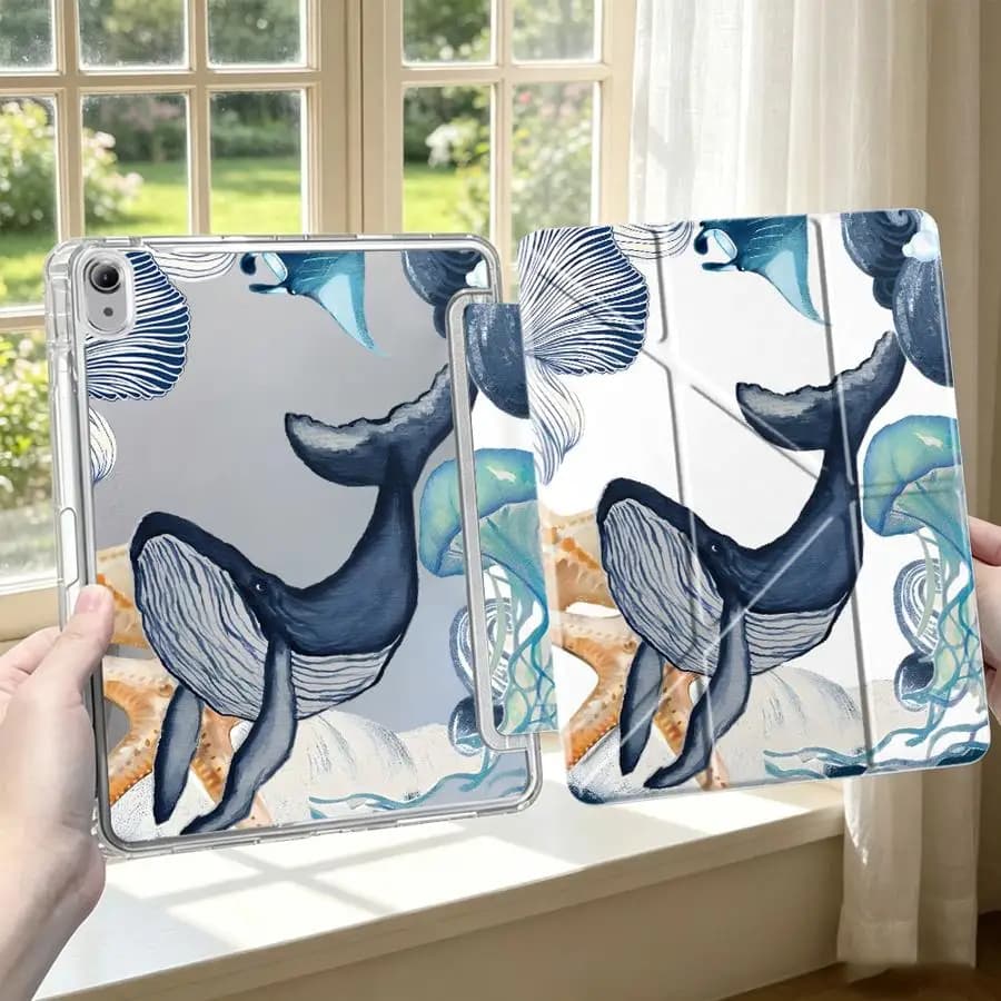 With Pen Slot Cover Tablet Case For iPad 10th Gen Air 8 M2 M3 3 11th Pro 13 2025 2026 9th Mini 7 6 5 12th Whale Dream